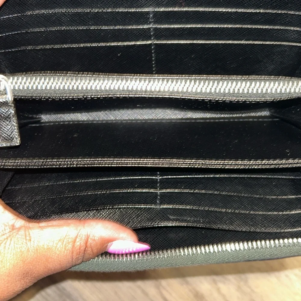 Prada Saffiano Black Leather‎ Large Zip-Around Wallet